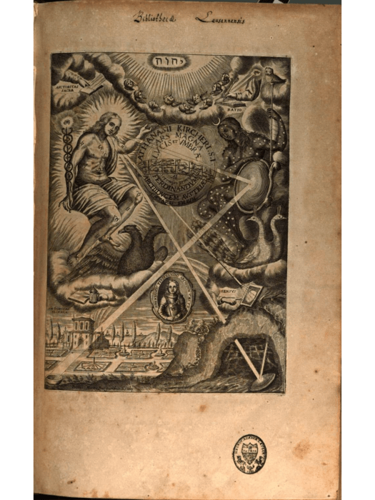 Frontispiece, Anthanasius Kircher, The Great Art of Light an Shadow, 1646